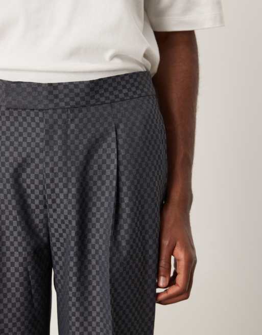 ASOS DESIGN - Pantaloni dritti eleganti grigi a scacchi con vita elasticizzata in coordinato, 3 di 5
