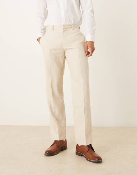 ASOS DESIGN - Pantaloni dritti eleganti in misto lino beige - view 1