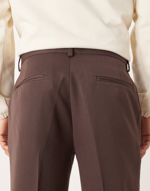 ASOS DESIGN - Pantaloni dritti eleganti marrone scuro, 5 di 5
