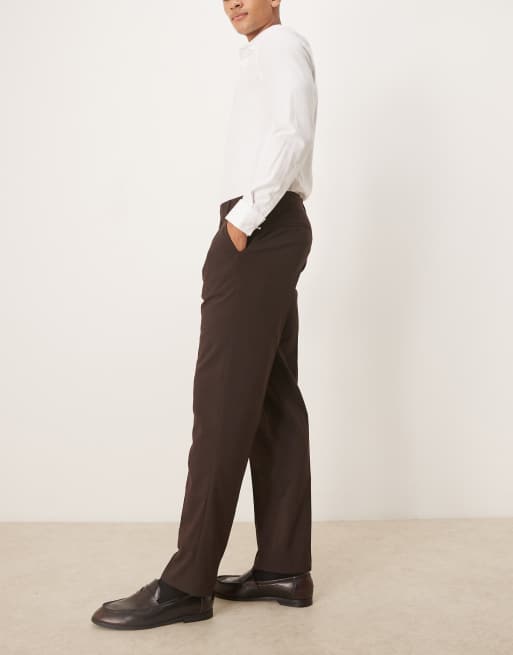 ASOS DESIGN - Pantaloni dritti eleganti marroni, 3 di 5