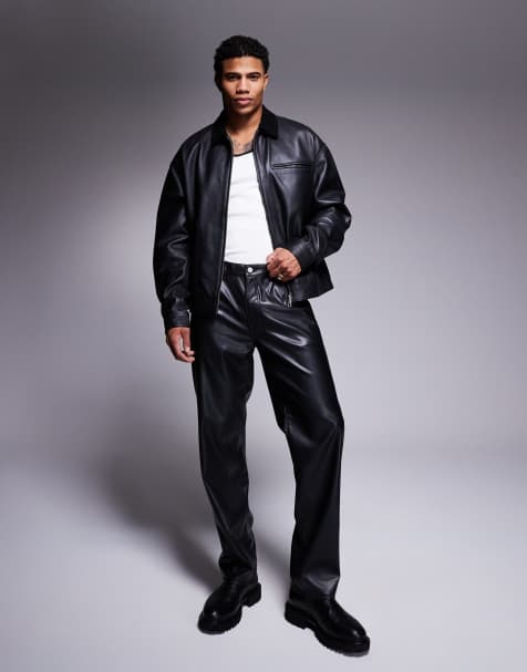 ASOS DESIGN - Pantaloni dritti in pelle sintetica nera - view 1