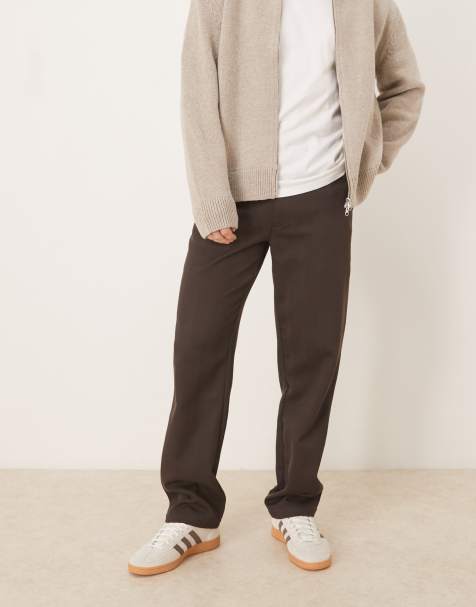 ASOS DESIGN - Pantaloni dritti marroni effetto lana - view 1