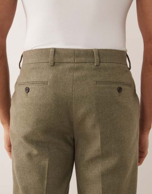 ASOS DESIGN - Pantaloni dritti sartoriali in misto lana verdi, 4 di 5