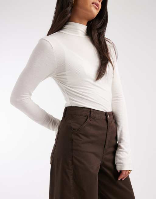 ASOS DESIGN - Pantaloni effetto carta bombati color cioccolato, 4 di 5