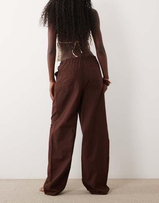 ASOS DESIGN pantaloni effetto lino color cioccolato, 3 di 5
