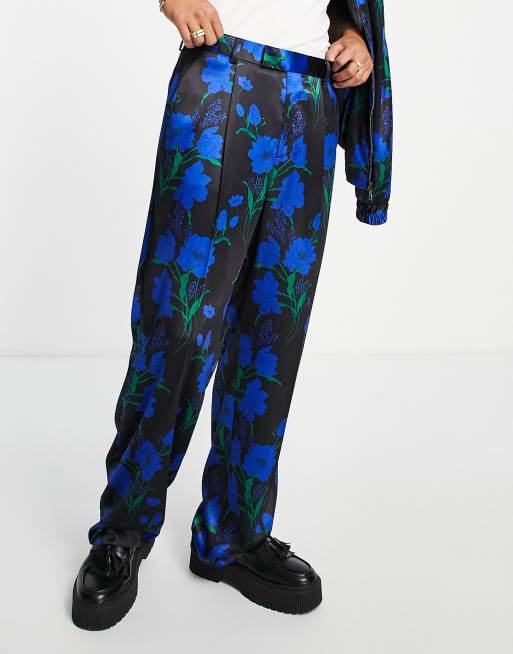 ASOS DESIGN - Pantaloni eleganti a fiori a fondo ampio in coordinato