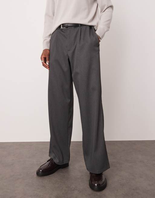ASOS DESIGN - Pantaloni eleganti a fondo ampio a zampa antracite, 3 di 5