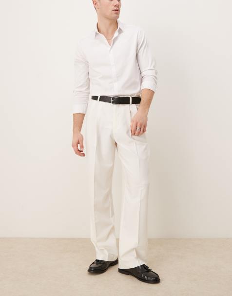 ASOS DESIGN - Pantaloni eleganti a fondo ampio bianchi con piega - view 1