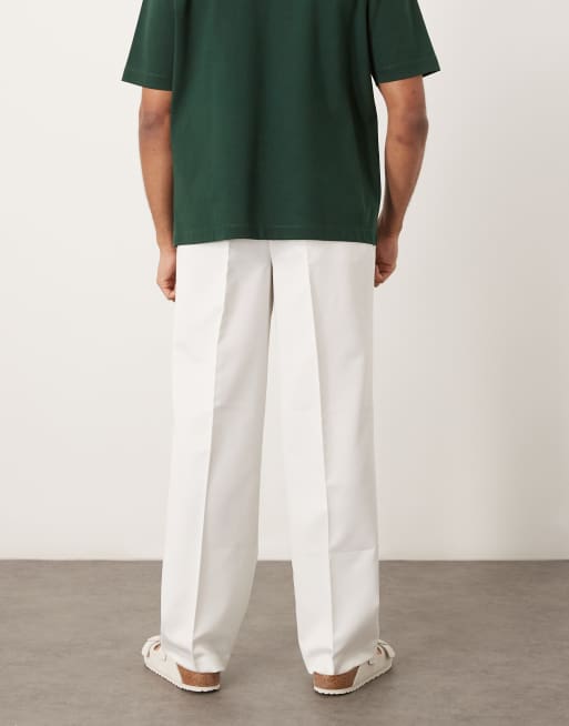 ASOS DESIGN - Pantaloni eleganti a fondo ampio bianchi con pieghe sul davanti, 4 di 5