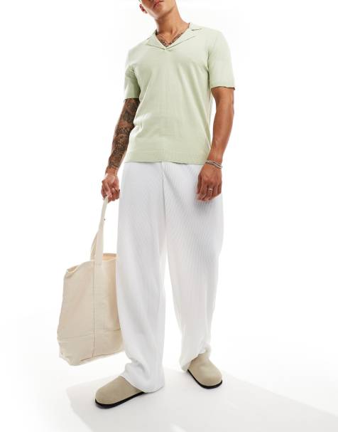 ASOS DESIGN - Pantaloni eleganti a fondo ampio bianchi plissé - view 1