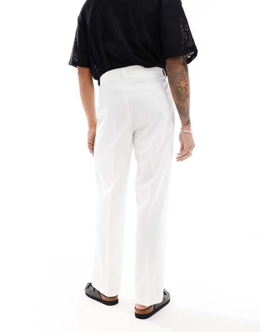 ASOS DESIGN - Pantaloni eleganti a fondo ampio bianchi