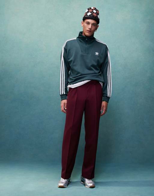 ASOS DESIGN - Pantaloni eleganti a fondo ampio bordeaux a pieghe sul davanti, 2 di 5