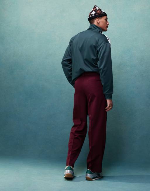 ASOS DESIGN - Pantaloni eleganti a fondo ampio bordeaux a pieghe sul davanti, 5 di 5