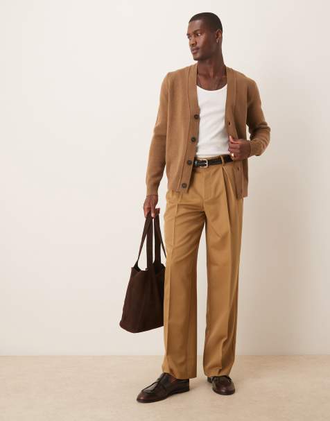 ASOS DESIGN - Pantaloni eleganti a fondo ampio cammello con piega a cannoncino sul davanti - view 1