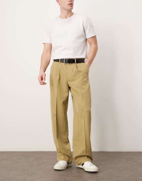 ASOS DESIGN - Pantaloni eleganti a fondo ampio cammello con piega sul davanti - view 1
