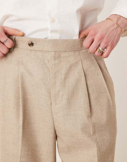 ASOS DESIGN - Pantaloni eleganti a fondo ampio color pietra testurizzati, 4 di 5