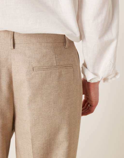 ASOS DESIGN - Pantaloni eleganti a fondo ampio color pietra testurizzati, 5 di 5