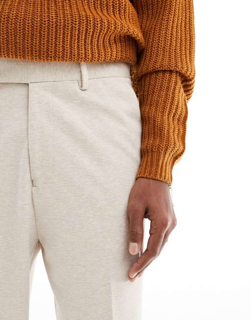 ASOS DESIGN - Pantaloni eleganti a fondo ampio color pietra testurizzato, 3 di 5