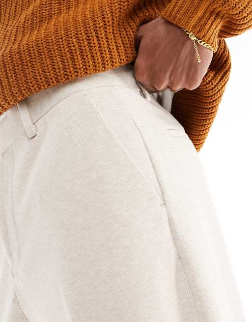 ASOS DESIGN - Pantaloni eleganti a fondo ampio color pietra testurizzato, 5 di 5