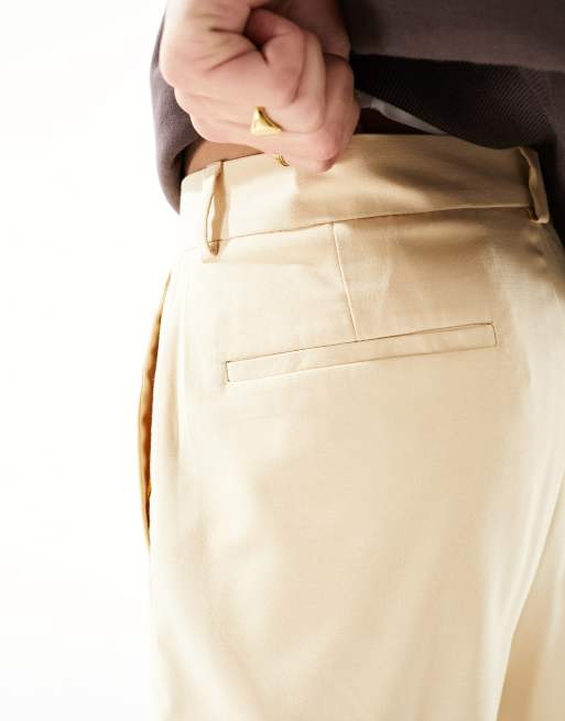 ASOS DESIGN - Pantaloni eleganti a fondo ampio color pietra, 5 di 5