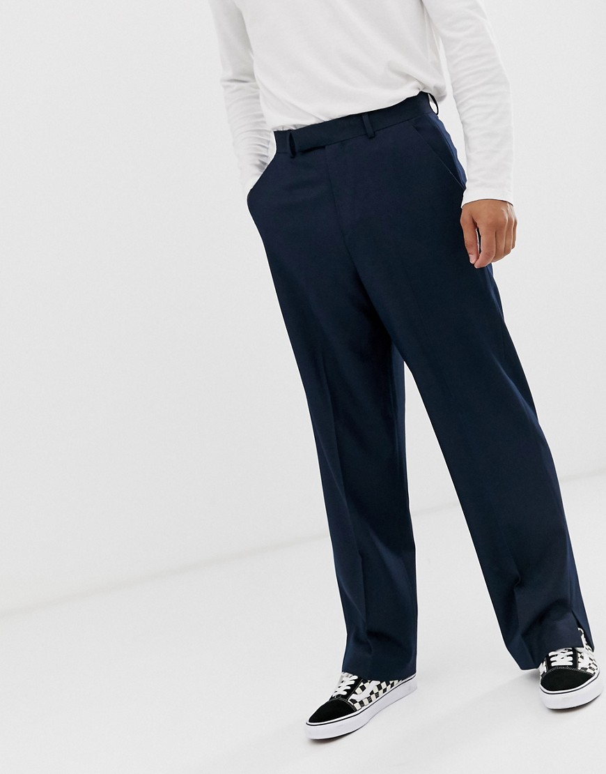 ASOS DESIGN - Pantaloni eleganti a fondo ampio indaco-Blu