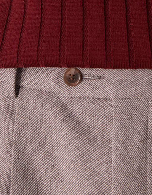 ASOS DESIGN - Pantaloni eleganti a fondo ampio marrone chiaro in misto lana, 4 di 5