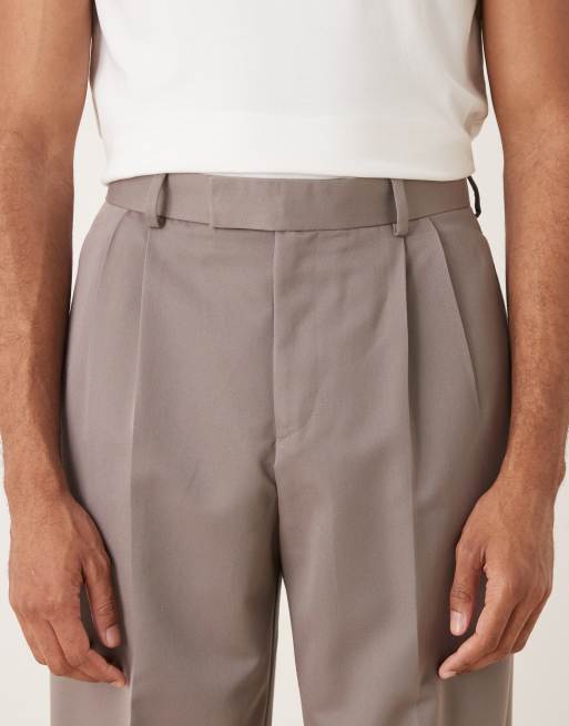 ASOS DESIGN - Pantaloni eleganti a fondo ampio marroni con doppia piega, 4 di 5