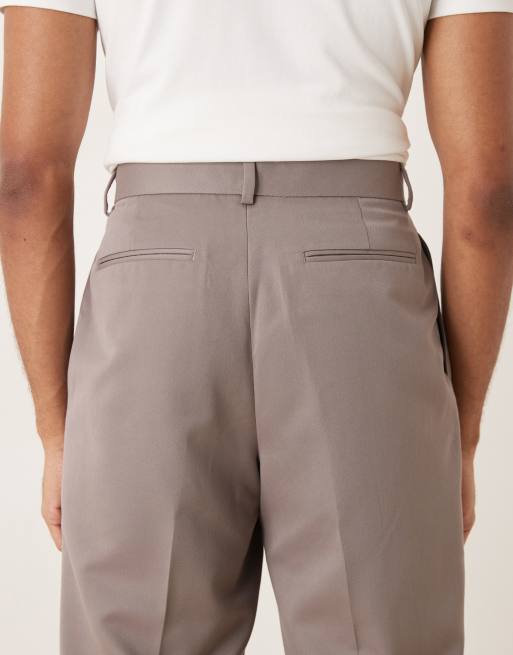 ASOS DESIGN - Pantaloni eleganti a fondo ampio marroni con doppia piega, 5 di 5