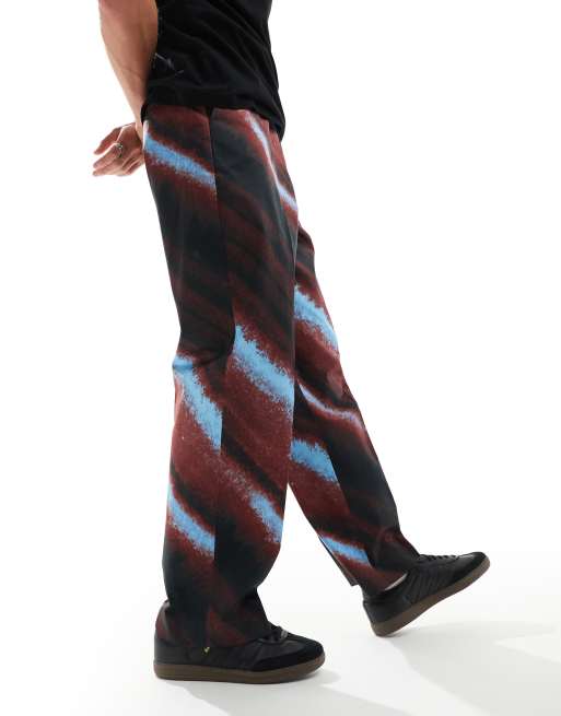 ASOS DESIGN - Pantaloni eleganti a fondo ampio marroni con stampa sfumata, 3 di 5