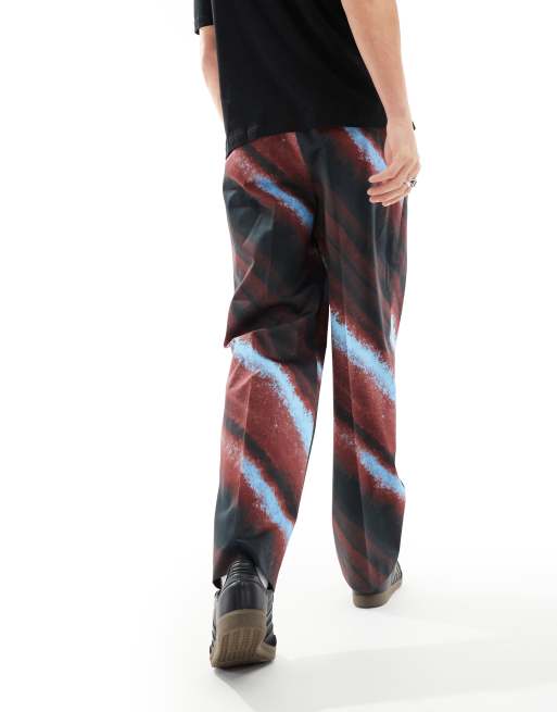 ASOS DESIGN - Pantaloni eleganti a fondo ampio marroni con stampa sfumata, 5 di 5