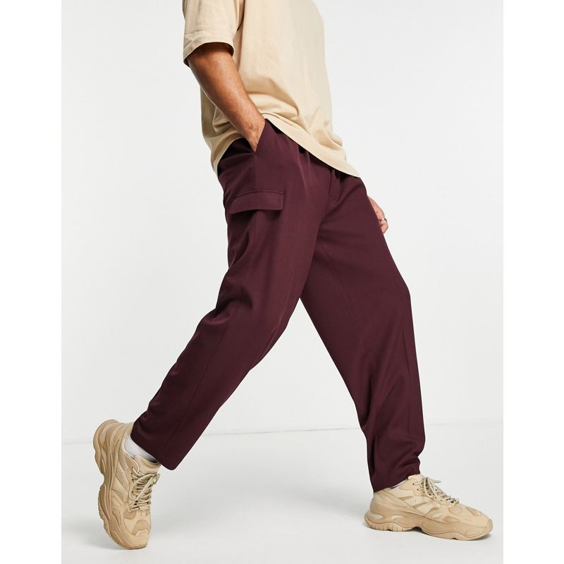 Uomo Pantaloni e chino DESIGN - Pantaloni eleganti a fondo ampio multitasche bordeaux