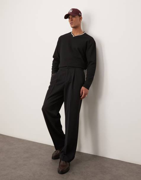 ASOS DESIGN - Pantaloni eleganti a fondo ampio neri con fascia in vita elasticizzata - view 1
