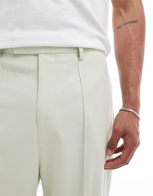 ASOS DESIGN - Pantaloni eleganti a fondo ampio verde salvia chiaro in coordinato, 3 di 5