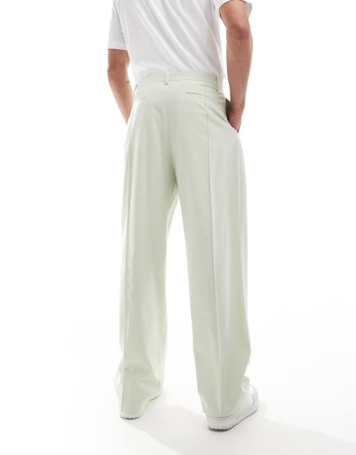 ASOS DESIGN - Pantaloni eleganti a fondo ampio verde salvia chiaro in coordinato, 4 di 5