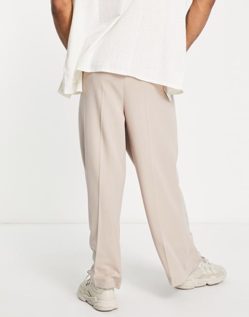 ASOS DESIGN - Pantaloni eleganti a fondo super ampio color pietra, 2 di 4