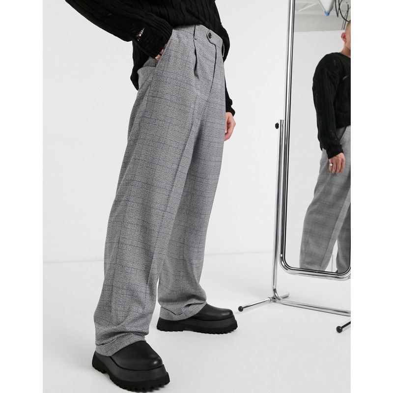 Pantaloni eleganti Uomo DESIGN - Pantaloni eleganti a quadri con risvolto e fondo ampio