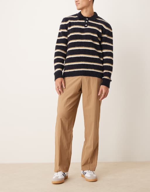 ASOS DESIGN - Pantaloni eleganti a vita alta e fondo ampio color pietra
