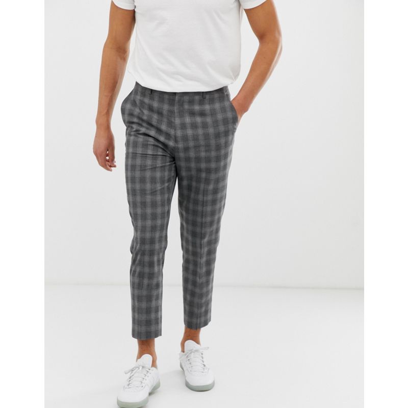 Uomo Pantaloni e chino DESIGN - Pantaloni eleganti affusolati a quadri grigi