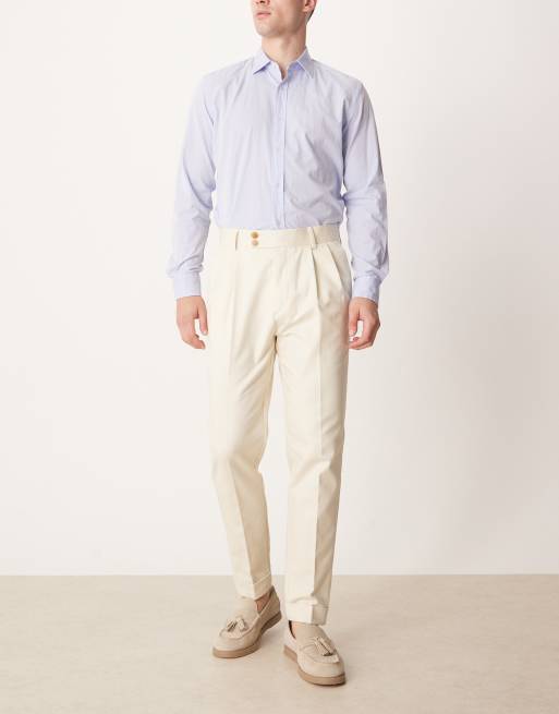 ASOS DESIGN - Pantaloni eleganti affusolati beige con bottoni a vista, 2 di 5