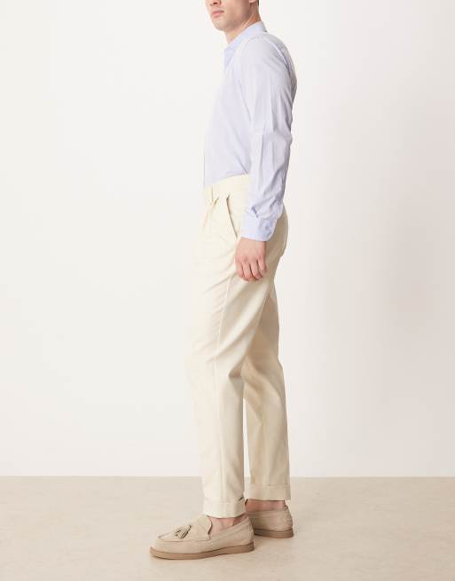 ASOS DESIGN - Pantaloni eleganti affusolati beige con bottoni a vista, 3 di 5