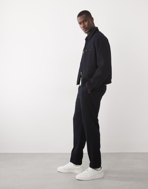 ASOS DESIGN - Pantaloni eleganti affusolati blu navy a nido d'ape in coordinato, 5 di 5