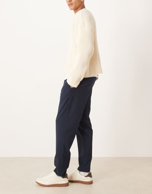 ASOS DESIGN - Pantaloni eleganti affusolati blu navy con fascia in vita elasticizzata, 3 di 5