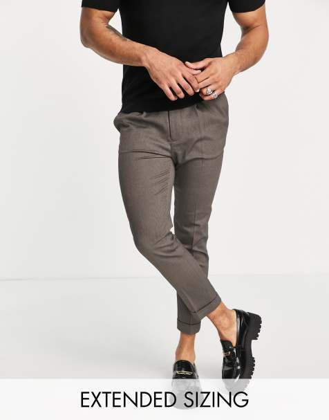 ASOS DESIGN - Pantaloni eleganti affusolati color cammello testurizzati con risvolto - view 1