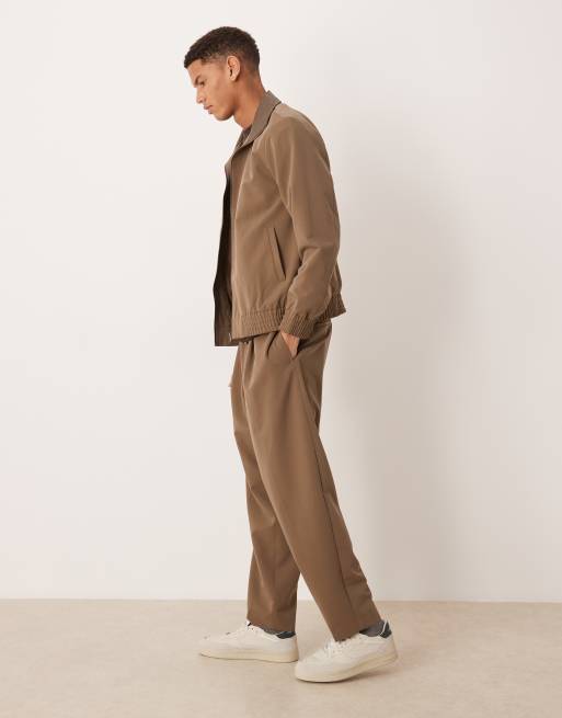 ASOS DESIGN - Pantaloni eleganti affusolati con elastico in vita marroni in coordinato, 3 di 5