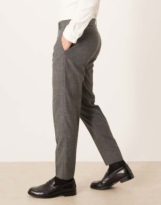 ASOS DESIGN - Pantaloni eleganti affusolati grigi a tratteggio incrociato, 3 di 5