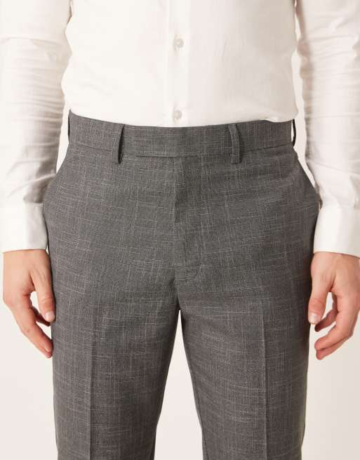 ASOS DESIGN - Pantaloni eleganti affusolati grigi a tratteggio incrociato, 4 di 5