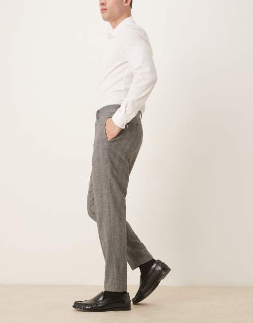 ASOS DESIGN - Pantaloni eleganti affusolati grigi con motivo a spina di pesce, 3 di 5