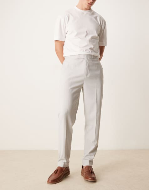 ASOS DESIGN - Pantaloni eleganti affusolati grigio chiaro microtesturizzati con risvolti - view 1