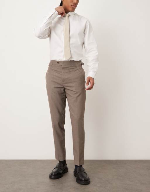 ASOS DESIGN - Pantaloni eleganti affusolati in flanella beige con lati regolabili, 2 di 5