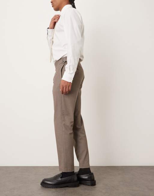 ASOS DESIGN - Pantaloni eleganti affusolati in flanella beige con lati regolabili, 3 di 5